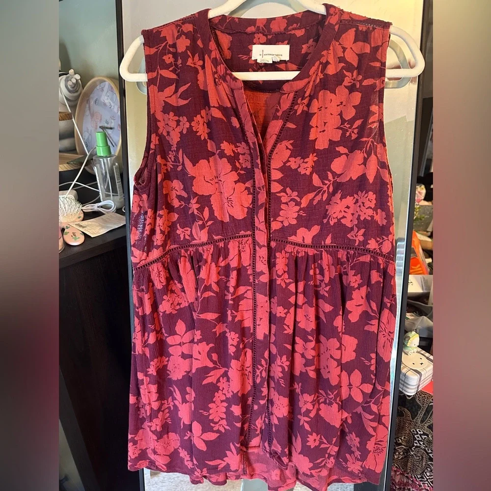 Anthropologie Sleeveless Nia Tunic in Wine Floral - Picture 8 of 12